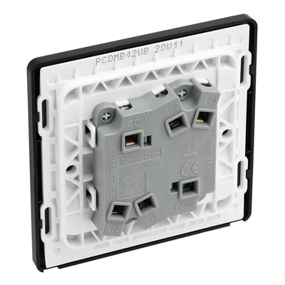 BG Evolve Matt Black 2G Wide Rocker Light Switch PCDMB42WB with 35mm Steel Back Box