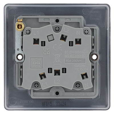 BG Nexus Matt Black 10A Triple Pole Fan Isolator Switch NFB15 with 25mm Steel Back Box