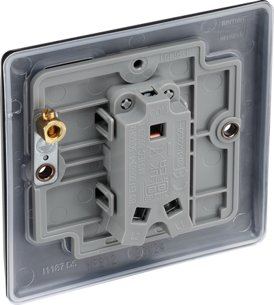 BG NFB12 Nexus Metal Matt Black 1 Gang 20A 16AX 2 Way Plate Switch