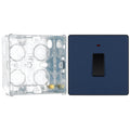 BG Evolve Matt Blue 20A Double Pole Switch with Neon PCDDB31B with 35mm Steel Back Box