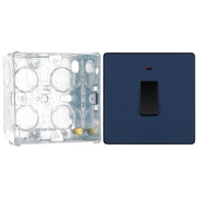 BG Evolve Matt Blue 20A Double Pole Switch with Neon PCDDB31B with 35mm Steel Back Box