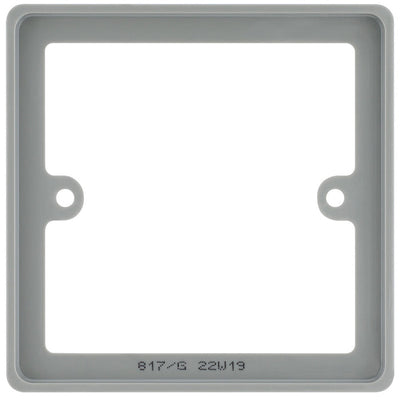 BG Nexus Grey 1 Gang Single 10mm Depth Square Spacer Frame Back Box Plate by British General (BG-817/G)