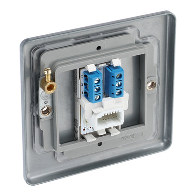 BG MC5BTS1 Metal Clad | 1 Gang Secondary Telephone Socket by British General (BG-MC5BTS1)