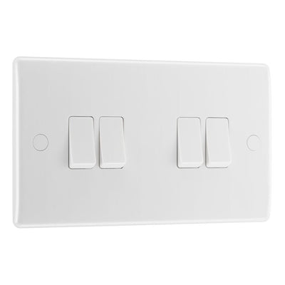 BG Nexus Quad Light Switch 4 Gang 10AX White & 32mm Pattress Back Box
