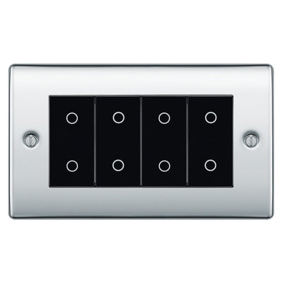 BG Nexus Polished Chrome Quad Master Touch Dimmer Switch Black Inserts NPCTDM4B by British General (BG-NPCTDM4B)