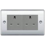 BG Nexus Polished Chrome 4 Gang 13A Unswitched Socket - NPC4GUSSG by British General (BG-NPC4GUSSG)