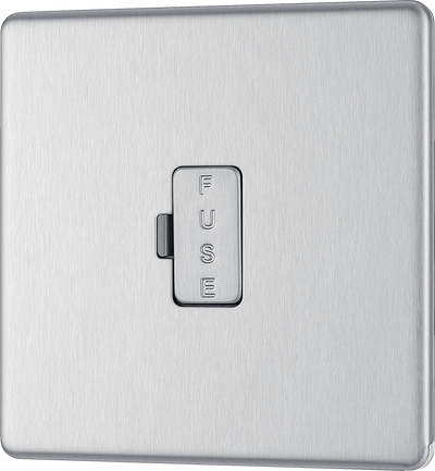 BG Electrical FBS54 Nexus Screwless Flat-Plate Unswitched Fused Connection Spur Unit Brushed Steel 13A