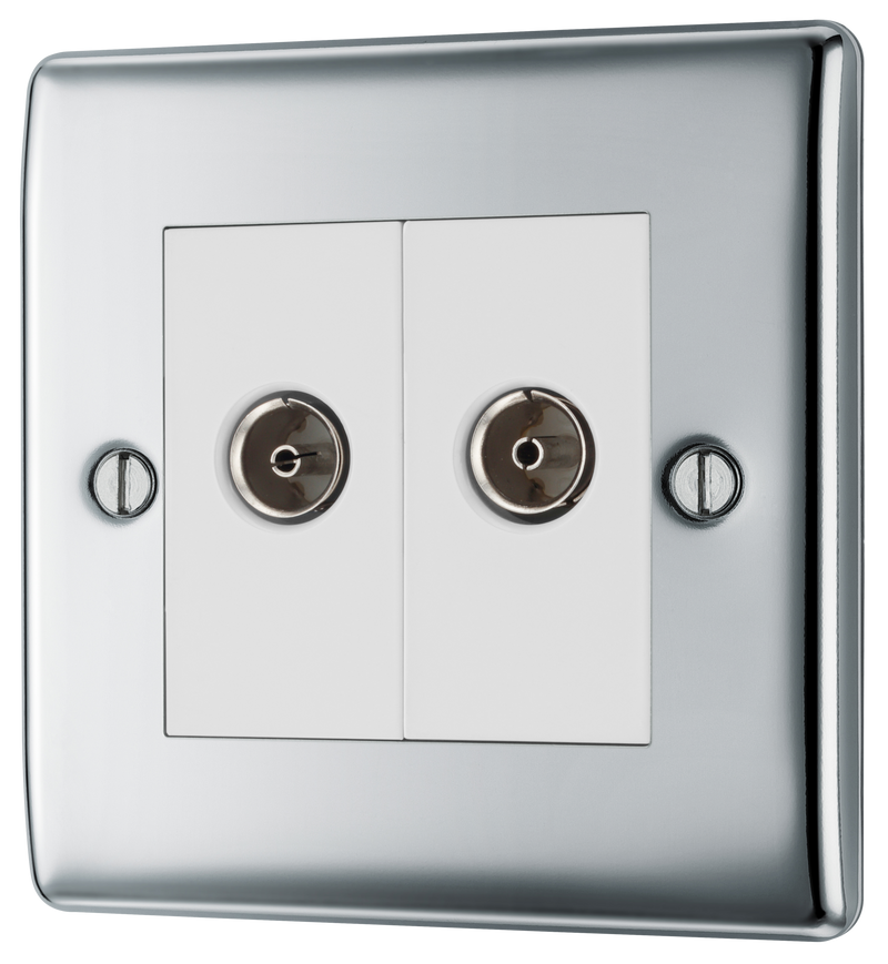 BG NPC61 Nexus Co-axial, 1 Gang Co-axial and Satellite Socket Polished Chrome