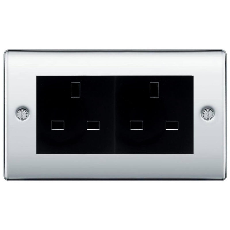 BG Polished Chrome 4 Gang 13A Unswitched Socket - NPC4GUSSB