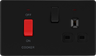 BG Matt Black 45A DP Double Cooker Switch Indicator FFB72 by British General (BG-FFB72-1)