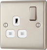 BG NPR21W Nexus Metal Pearl Nickel 1 Gang 13A Switched Socket by British General (BG-NPR21W-Shopify-SA_1)
