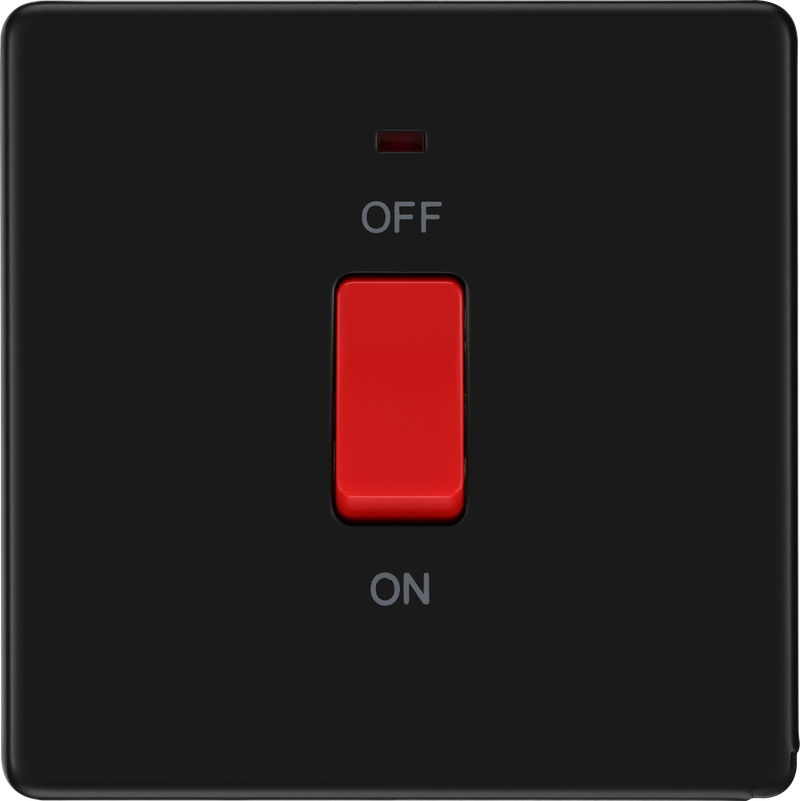 BG Evolve Matt Black 45A DP Single Cooker Switch Indicator FFB74