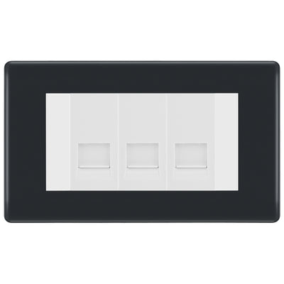 BG Part M 3 Gang RJ11 Telephone Socket, Screw Terminal - White Insert