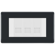 BG Part M 3 Gang RJ11 Telephone Socket, Screw Terminal - White Insert