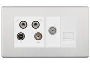 BG Screwless Brushed Steel Quadplex Combination TV Socket FBS69W by British General (BG-FBS69W)