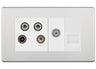 BG Screwless Brushed Steel Quadplex Combination TV Socket FBS69W by British General (BG-FBS69W)