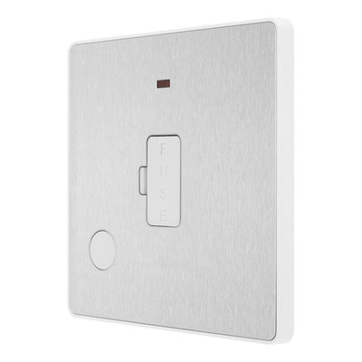 BG Evolve Brushed Steel 13A Flex Outlet Neon Unswitched Fused Connection Unit PCDBS54W with 35mm Steel Back Box