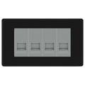 BG Screwless Matt Black 4 Gang Secondary Telephone Socket, Screw Terminal - Grey Insert