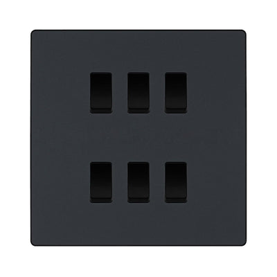 BG Evolve Matt Grey 6 Gang Intermediate Custom Grid Light Switch with Back Box Included