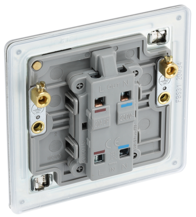 BG Electrical FBS31 Nexus Screwless Flat-Plate Single Switch Brushed Steel Neon 2 Way 20A