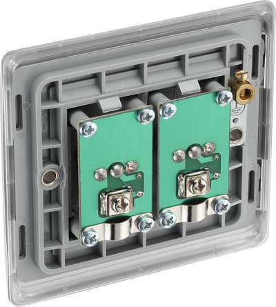 S63 Back - This isolated coaxial socket from British General has 2 connection points for TV or FM coaxial aerial connections. An isolated aerial connection is ideal for use where a communal dish or aerial is used such as in a block of flats.
