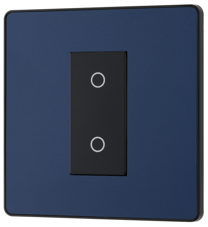 PCDDBTDM1B Front - This Evolve Matt Blue single master trailing edge touch dimmer allows you to control your light levels and set the mood.