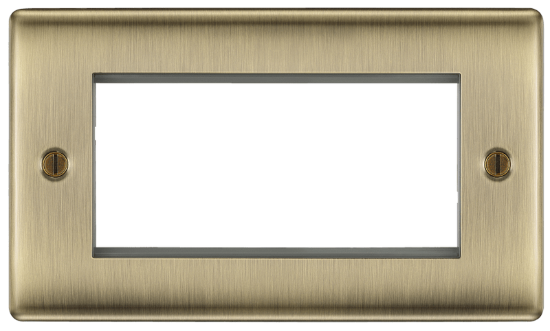 BG Nexus Antique Brass Double 4 Gang Euro Module Front Plate 4 Module NABEMR4