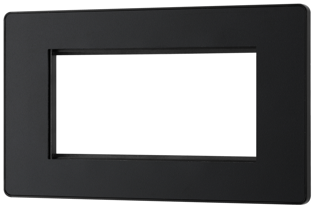 BG Evolve PCDMBEMR4B Matt Black 4 Euro Module Front Plate-Black Insert