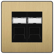 BG Evolve Satin Brass 2 Gang RJ45 Data Socket PCDSBRJ452B Black Inserts by British General (BG-PCDSBRJ452B)