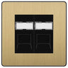 BG Evolve Satin Brass 2 Gang RJ45 Data Socket PCDSBRJ452B Black Inserts by British General (BG-PCDSBRJ452B)
