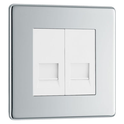 BG Screwless Polished Chrome 2 Gang Master Telephone Socket FPCBTM2 with 25mm Steel Back Box