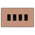 BG Evolve Polished Copper 4 Gang Switch – 2x Intermediate 2x 2 Way Custom Grid