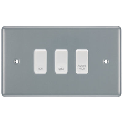 BG Metal Clad 3 Gang Custom Labelled Appliance Grid Switch Panel