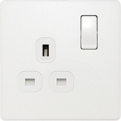 Switches: BG Evolve Pearlescent White Screwless Switches & Sockets White Insert Full Range PCDCL12W - Single Light Switch 20A by British General (BG-EVOLVE-PEARLESCENT-WHITE-PCDCL12W)