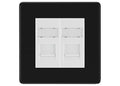 BG Screwless Matt Black 2 Gang RJ45 Data Socket FFBRJ452W White Inserts