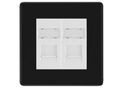 BG Screwless Matt Black 2 Gang RJ45 Data Socket FFBRJ452W White Inserts by British General (BG-FFBRJ452W)
