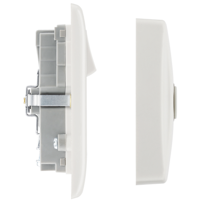BG Electrical 822BELL Moulded White Round Edge 2 Gang 13A Door Chime Switched Socket