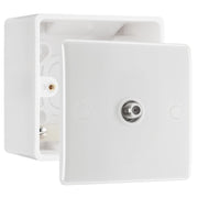 BG Electrical Single Satellite TV Socket Outlet White & 50mm Pattress Back Box by British General (BG-864+877)