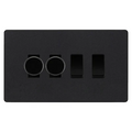 BG Evolve Matt Black 4 Gang Switch 2x Trailing Edge LED Dimmer 2x Intermediate Custom Grid Switch