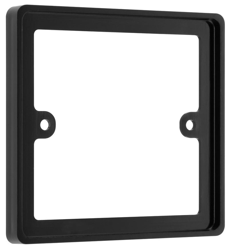 BG Nexus Black 1 Gang Single 10mm Depth Spacer Frame Square Back Box Plate