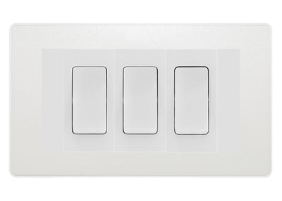 BG Evolve Pearlescent White 3G Switch 1x Intermediate 2x 2 Way Switch - White Insert