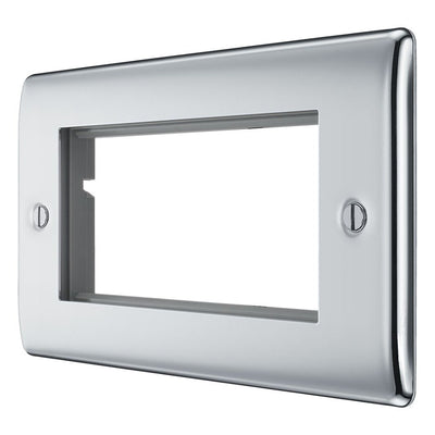 BG Nexus Polished Chrome 4G Euro Plate with 2X USB-A Dual Chargers Black Insert