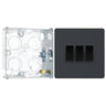 BG Evolve Matt Grey 20A 16AX Triple Light Switch PCDMG43B with 25mm Steel Back Box
