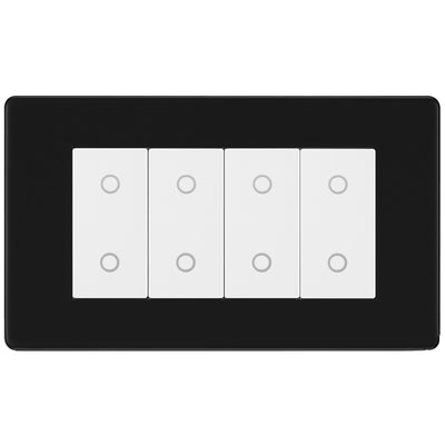 BG Nexus Screwless Matt Black Quad Secondary Touch Dimmer Switch White Inserts FFBTDS4W by British General (BG-FFBTDS4W)