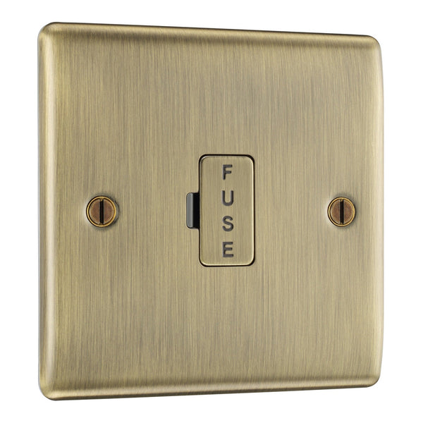 BG NAB54 Nexus Metal | Antique Brass | 13A | Unswitched Fused Spur Unit