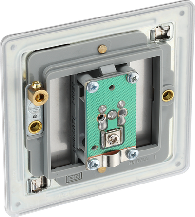 BG FBS64 Flatplate Screwless Satellite Socket, 1 Gang Brushed Steel Grey Insert