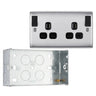 BG Nexus Brushed Steel 13A 2G DP Outboard Switched Socket NBS22DPOBB with 35mm Steel Back Box