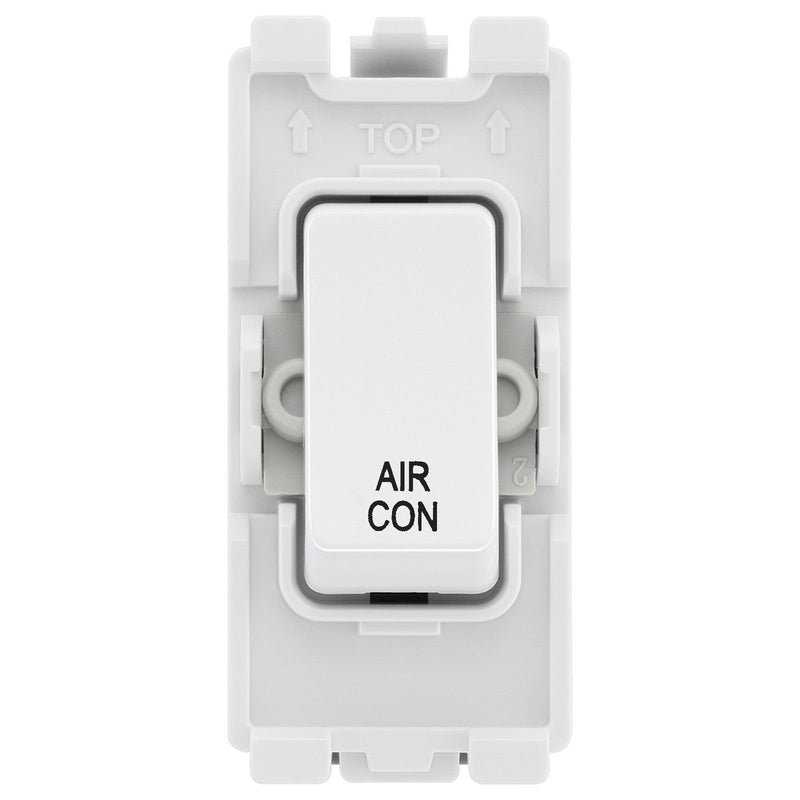 BG Evolve White RRACPCDW 20A DP Appliance Grid Switch Labelled Air Conditioning