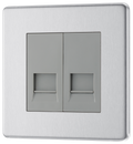 BG Electrical FBSBTM2 Nexus Screwless Flat-Plate Double Master Telephone Socket Brushed Steel