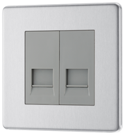 BG Electrical FBSBTM2 Nexus Screwless Flat-Plate Double Master Telephone Socket Brushed Steel by British General (BG-FBSBTM2-Shopify-SA_1)